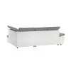 LIDIA - Canapé d'angle convertible avec coffre et tetières en simili et tissu /blanc
