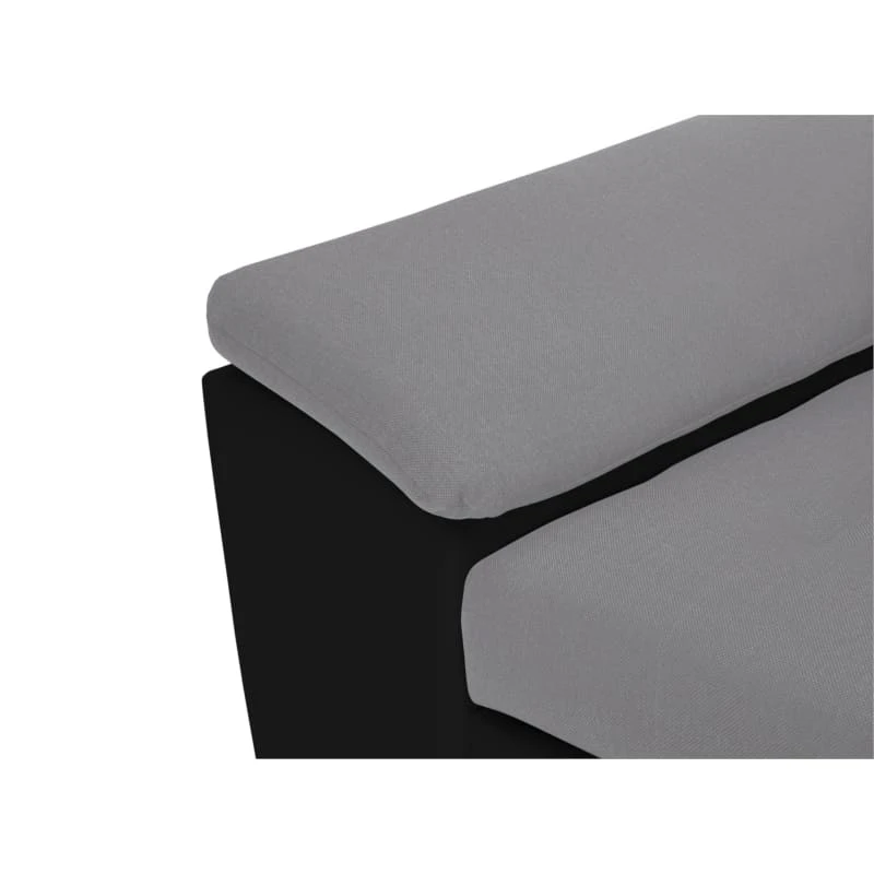 LIDIA - Canapé d'angle convertible avec coffre et tetières en simili et tissu /noir