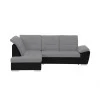 LIDIA - Canapé d'angle convertible avec coffre et tetières en simili et tissu /noir