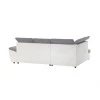 LIDIA - Canapé d'angle convertible avec coffre et tetières en simili et tissu /blanc