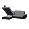 LIDIA - Canapé d'angle convertible avec coffre et tetières en simili et tissu /noir