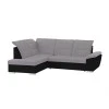 LIDIA - Canapé d'angle convertible avec coffre et tetières en simili et tissu /noir