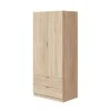 FOARM - Armoire penderie 2 portes + 2 tiroirs L81 x H180 cm - Chêne clair