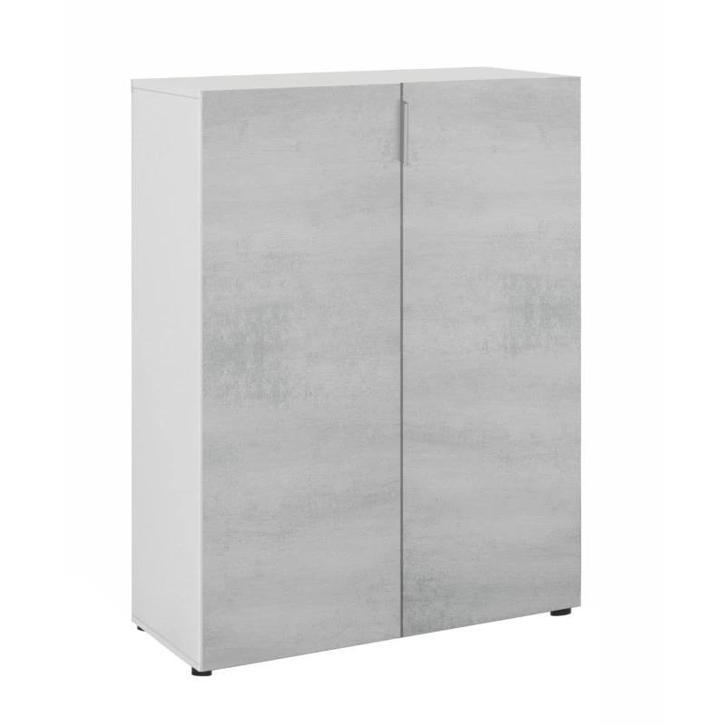 FOCHAU - Meuble à chaussures 2 portes (28 paires) L72 x H103 cm /béton