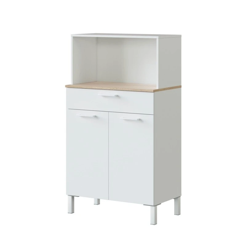 FOCUI - Buffet de cuisine 2 portes et 1 tiroir L72 x H126 cm /chêne
