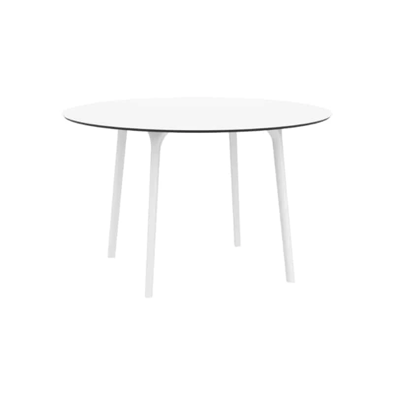 MAYLI - Table ronde 120 cm plateau stratifié HPL pour l'intérieur et l'extérieur
