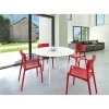 MAYLI - Table ronde 120 cm plateau stratifié HPL pour l'intérieur et l'extérieur