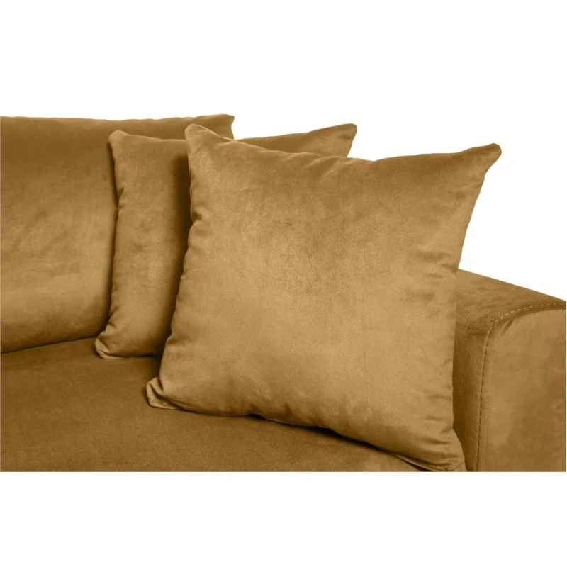 L200V - Canapé d'angle réversible, convertible en velours avec coffre ocre