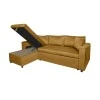 L200V - Canapé d'angle réversible, convertible en velours avec coffre ocre