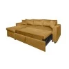 L200V - Canapé d'angle réversible, convertible en velours avec coffre ocre