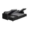 L200U PLUS - Canapé panoramique convertible avec 2 coffres et 2 poufs en simili et microfibre /noir