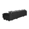 L200U PLUS - Canapé panoramique convertible avec 2 coffres et 2 poufs en simili et microfibre /noir