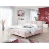 SORAYA - Cadre de lit avec tête de lit et sommier à lattes en tissu - Rose
