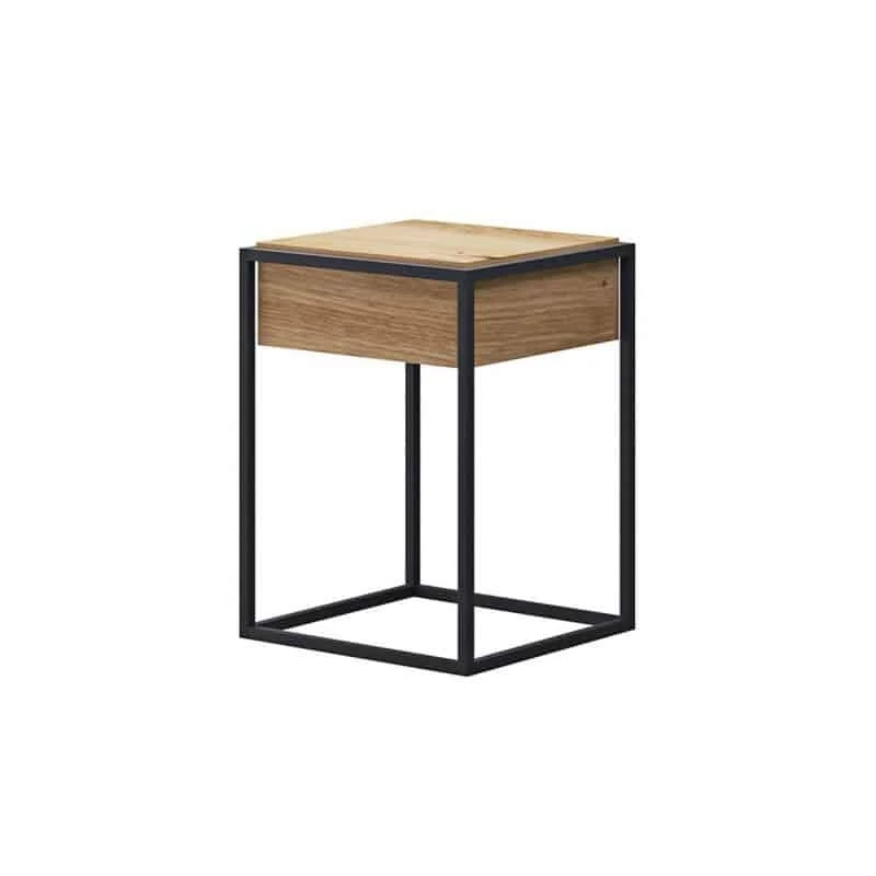 JILL - Table basse industrielle 40 cm avec tiroir /bois