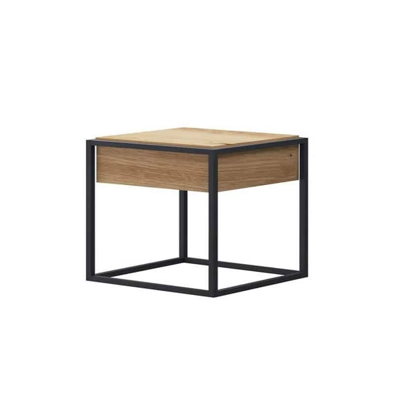 JILL - Table basse industrielle 60 cm avec tiroir /bois