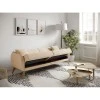 BONNY - Canapé droit 3 places convertible en tissu pieds bois clair